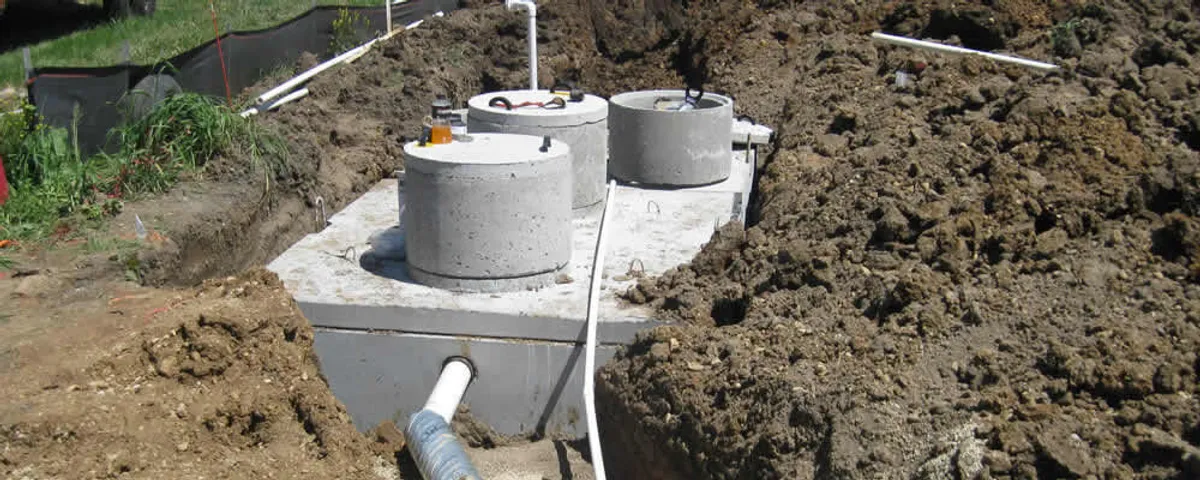 Septic system repair and installation site with tank access ports in Santa Rosa, CA