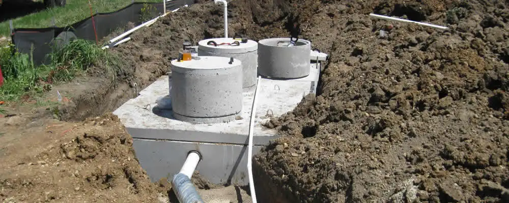 Septic system repair and installation site with tank access ports in Santa Rosa, CA